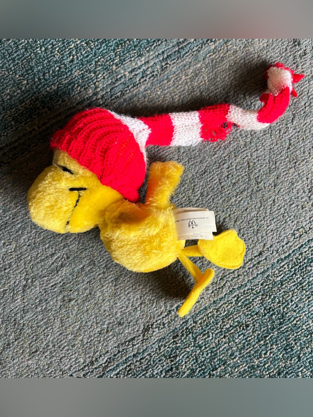 Vintage 90s McDonald's Yellow Plush Bird with Hat Woodstock from Charlie Brown